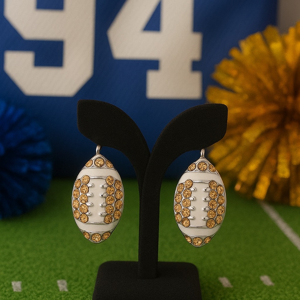 Gold and Silver Football Earrings